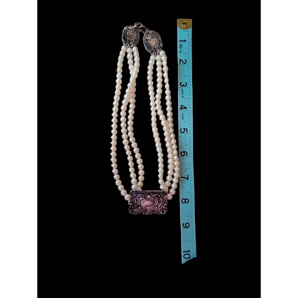 T Foree Hunsicker Pearl & Silver Choker Necklace - Picture 7 of 7